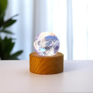 Solar System Crystal Ball Lamp, 3D Printed Planet Night Light, Custom Milky Way Memorial Gift, Astronomy Desk Lamp, Space Gift for Her