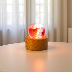 Solar System Crystal Ball Lamp, 3D Printed Planet Night Light, Custom Milky Way Memorial Gift, Astronomy Desk Lamp, Space Gift for Her