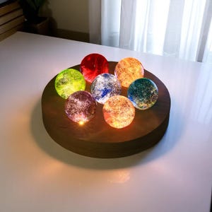 Solar System Crystal Ball Lamp, 3D Printed Planet Night Light, Custom Milky Way Memorial Gift, Astronomy Desk Lamp, Space Gift for Her