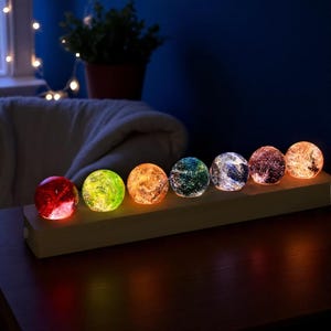 Solar System Crystal Ball Lamp, 3D Printed Planet Night Light, Custom Milky Way Memorial Gift, Astronomy Desk Lamp, Space Gift for Her