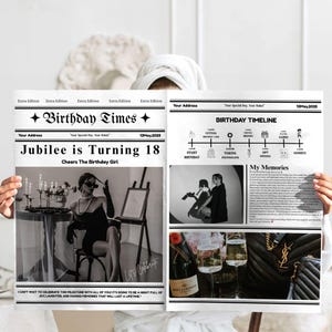Canva Birthday Party Newspaper Template, Editable Newspaper Birthday, Large Newspaper Template, Birthday Newspaper For Photoshoot