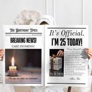 Large Birthday Newspaper Template, Newspaper Birthday, Milestone Birthday Announcement, Vintage Newspaper Party Decor, Canva Newspaper DIY