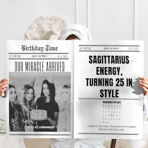Birthday Newspaper Canva Template, Editable Newspaper Birthday, Large Newspaper Template, Birthday Newspaper For Photography
