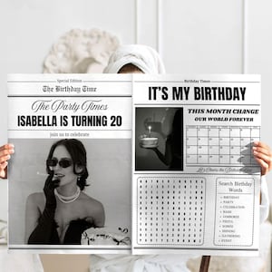 Canva Birthday Party Newspaper Template, Editable Newspaper Birthday, Large Newspaper Template, Birthday Newspaper For Photoshoot