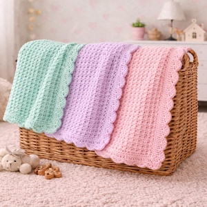 Waffle Stitch Crochet Baby Blanket Pattern, Easy Blanket Crochet Pattern, Beginner Friendly Crochet