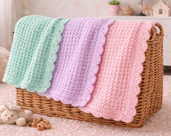 Waffle Stitch Crochet Baby Blanket Pattern, Easy Blanket Crochet Pattern, Beginner Friendly Crochet