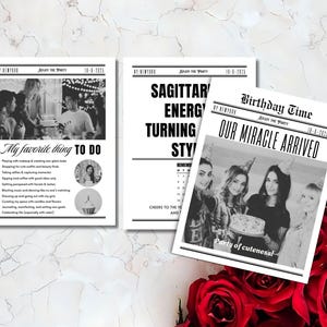 Birthday Newspaper Canva Template, Editable Newspaper Birthday, Large Newspaper Template, Birthday Newspaper For Photography