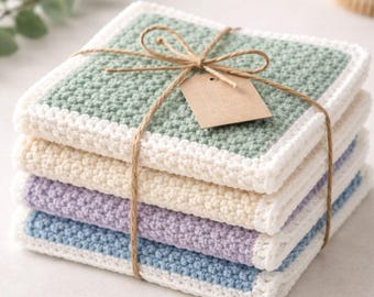 Farmhouse Crochet Dishcloth Pattern, Easy Beginner Tutorial (PDF Download)