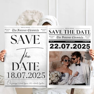 Wedding Announcement Newspaper Template, Editable Save the Date Newspaper Template, Engagement Newspaper, Future Mr. and Mrs. Canva Template