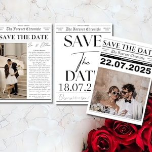 Wedding Announcement Newspaper Template, Editable Save the Date Newspaper Template, Engagement Newspaper, Future Mr. and Mrs. Canva Template
