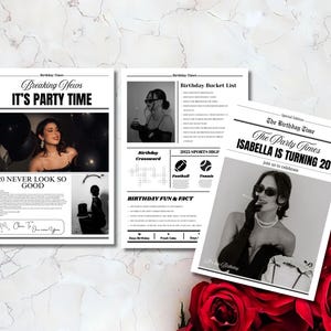 Canva Birthday Party Newspaper Template, Editable Newspaper Birthday, Large Newspaper Template, Birthday Newspaper For Photoshoot