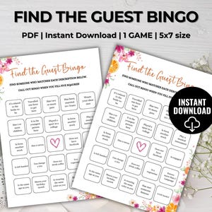 Gra bingo na letni wieczór panieński z motywem kwiatowym: Zabawa na imprezie do wydrukowania (plik PDF do pobrania, 5x7 cali)