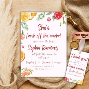 Off The Market Bridal Shower Invitation Template, Editable Farmer&#39;s Market Invitation, Shes Fresh Off The Market Fresh Off the Market Invite