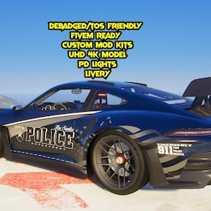 FiveM - Porsche GT3 Rep -  TOS/LORE Friendly + Template --- LSPD Los Santos Police Department Full Car with Livery and Lights GTA5