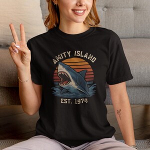 Amity Island Swim Team Shirt, Jaws Shirt, Funny Movie Shirt, Amity Island Movie Shirt, Great White Shark Shirt, Swim Shirt, Beach Shirt