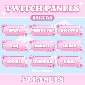 Twitch Panels - Sakura | Pink Cherry Blossom | Cute | Aesthetic | Stream Panels