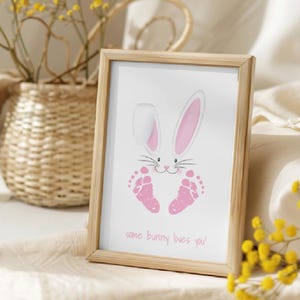 Stampabile di Pasqua / "Un coniglietto ti ama" / Impronta del piede dei bambini / Risorse per insegnanti e genitori / Lavoretto per bambini in età prescolare e asilo