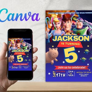 Toy Story Digital Invitation, Toy Story Birthday Party, Kids Digital invitation, Kids Birthday Party, Instant Download, Canva
