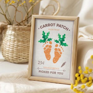 Farm Sign Carrot Patch Easter / Footprint Feet Art Craft / Kids Baby Toddler / Activity Keepsake Gift Card Decor