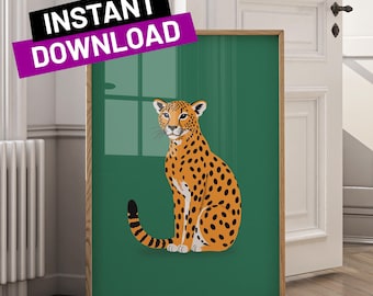Oranger Gepard Print: Boho Jungle Animal Wandbild (Digitaler Download)