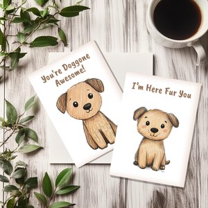 Printable Puppy Card Bundle – 2 Cute Dog Pun Greeting Cards – 5x7 Handdrawn Blank Cards – Instant Download with Envelope Template
