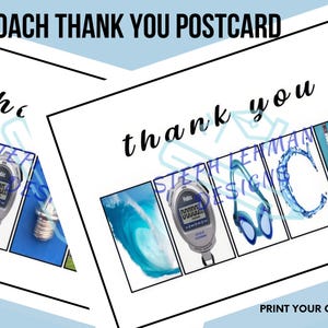 Swim Coach Danke Postkarte | Sofort Download