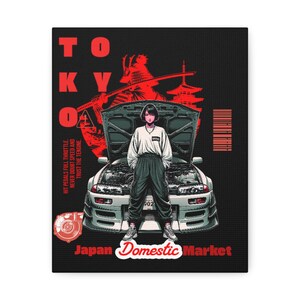 Tokyo Domestic Market Art Canvas Print, Japanese Car Culture Decor, Automotive Wall Art, Gift for Car Enthusiasts, Street Art