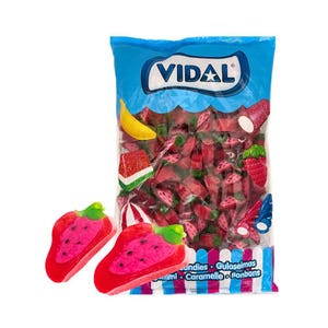 1kg Vidal Strawberry Licorice Slices – Fruity Chewy Candy Bulk - Soft Sweet Strawberry Treat - Party Favor Snack - Free Shipping