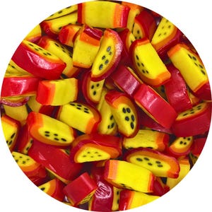 Swedish Candy - Passionfruit Slices – Tropical Gummy Candy with Chewy Texture and Real Fruit Juice – Imported Bulk Sweets