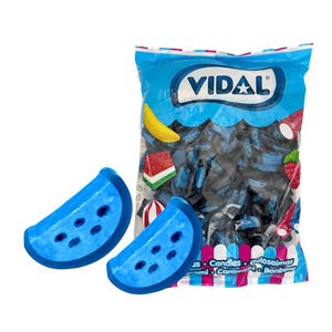 1kg Vidal Blue Raspberry Licorice Slices – Fruity Chewy Candy Bulk- Tangy Sweet Blue Candy Treat - Party Favor Snack - Free Shipping