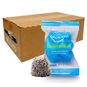60 Mini Delicatobollar – Swedish Chocolate Oat Balls with Coconut – Bulk Fika Candy – Nordic Chokladboll Treat – 2.4 lbs – 18g