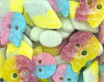 BUBS Mixed Sour Candy – Schwedisches Veganes Gummi | 4 Fan Favoriten | Bestücken | Kaugummis | Saure Frucht-Süßigkeiten