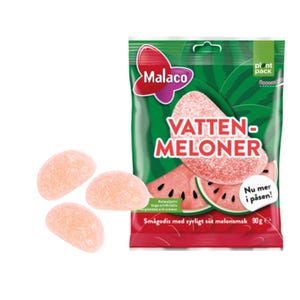 Malaco Sour Watermelon Candy 90g Bag – Swedish Gummy Pacifiers with Sweet & Tangy Flavor – Fruity Pick and Mix Treat For Party