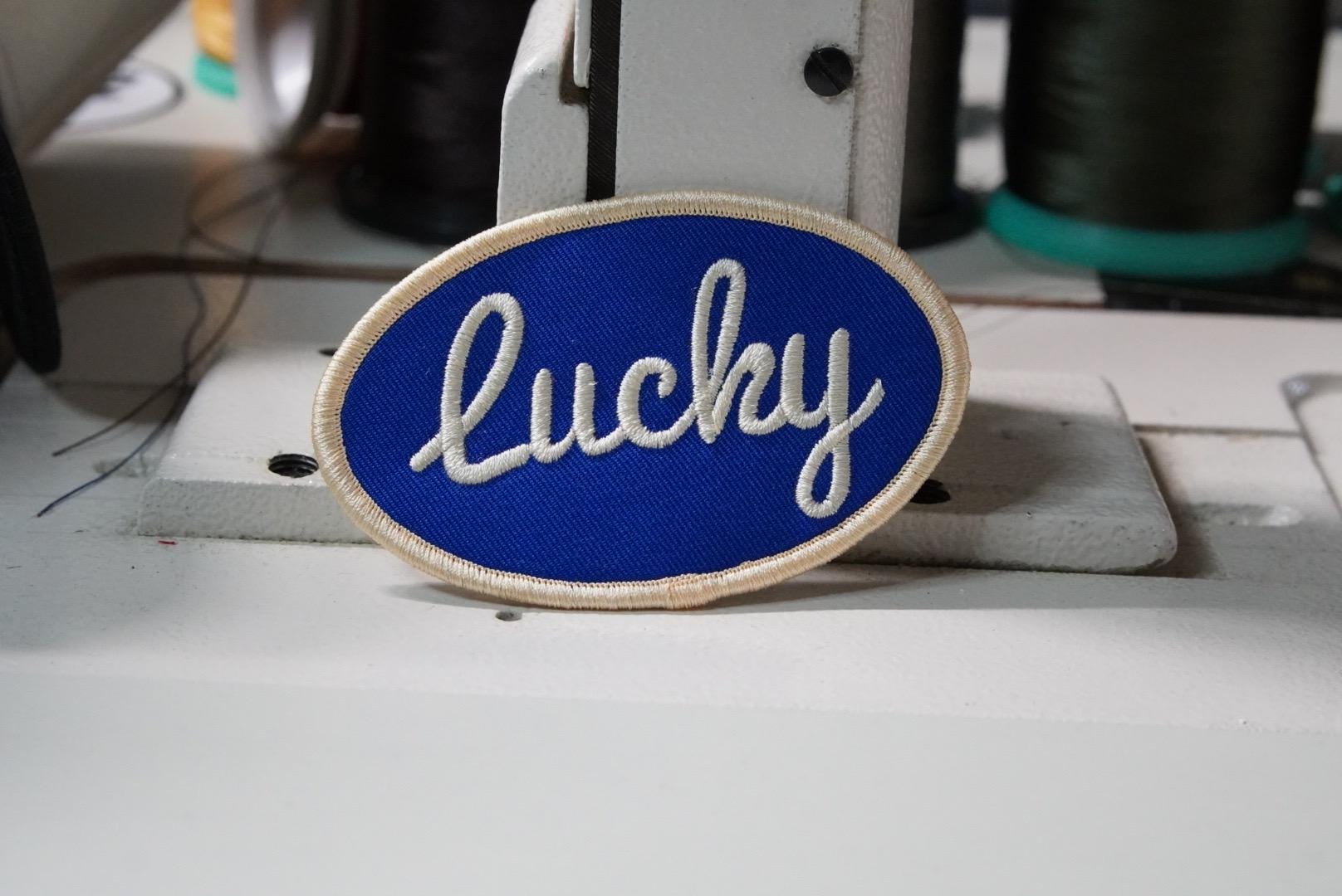Vintage Lucky Script Patch, Blue Oval Iron on Sew on Hat Accessory - Etsy
