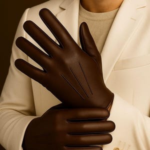 Sheepskin Leather Winter Gloves with Touchscreen Compatibility and Fur Lining – Warm Soft Brown Gloves for Men and Women