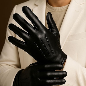 Sheepskin Leather Winter Gloves with Touchscreen Compatibility and Fur Lining – Warm Soft Gloves for Men and Women