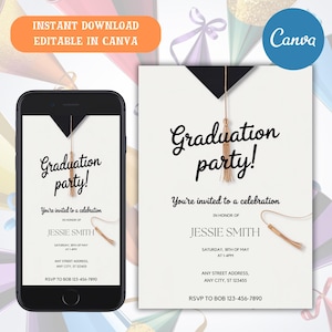 Editable Graduation 2025 Template, Modern Graduation Announcement Template, Minimalist Graduation Announcement, Digital Download