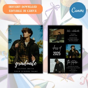 Editable Graduation 2025 Template, Minimalist Graduation Announcement, Modern Graduation Announcement Template, Graduation Party