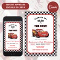Cars Birthday Party Invitation, Lightning Mcqueen Birthday, Cars Party Invite, Second Birthday Party Invitation, Two Fast, 2, Tow Mater Cars product logo