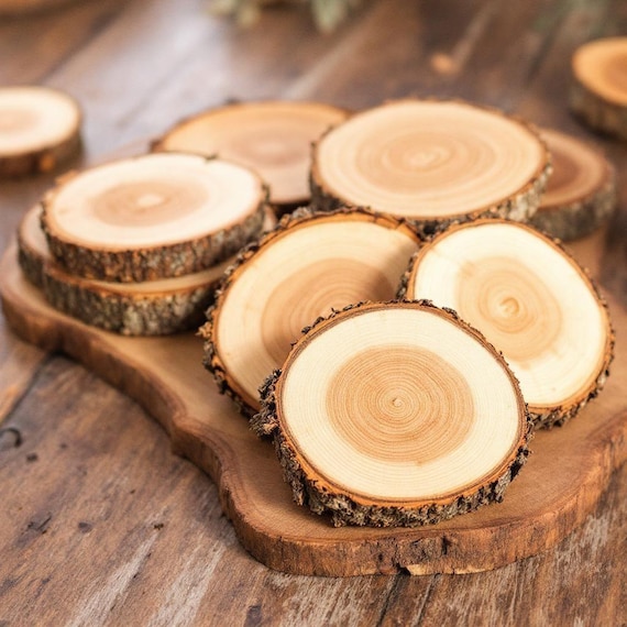 Rustic Wood Slices Red Cedar 1/2-2in and 3-to 4in. 30 slices per order.