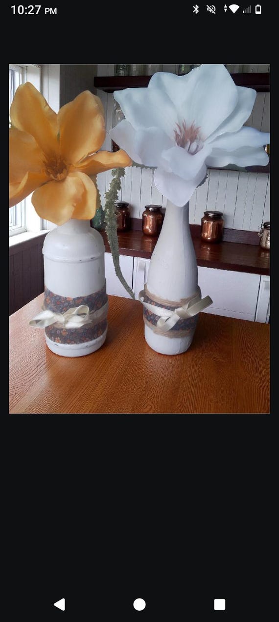 Vintage Hand-Painted milk jar and Bottle Farmhouse Centerpiece Decor