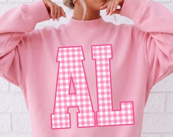 Gingham Alabama Mockneck Sweatshirt Trendy Alabama Mockneck Preppy Football Gameday Sweatshirt Coquette College Gameday Crewneck Aesthetic