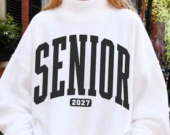 Retro Senior 2027 Mockneck Sweatshirt Trendy High School Senior Mockneck Oversized Preppy Senior Crewneck Cute Senior Class Sweatshirt
