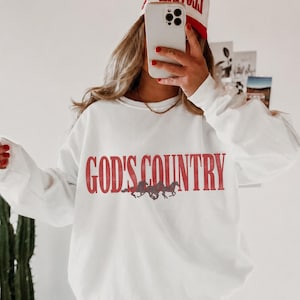 Retro Gods Country Sweatshirt Western Graphic Crewneck Oversized Country Concert Shirt Trendy Cowgirl Sweatshirt Cute Country Shirts