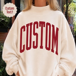 Custom Text Mockneck Sweatshirt Personalized School Mascot Mockneck Football Mom Crewneck Sorority Sweatshirt School Spirit Custom Team Name