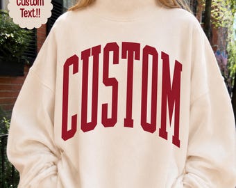 Custom Text Mockneck Sweatshirt Personalized School Mascot Mockneck Football Mom Crewneck Sorority Sweatshirt School Spirit Custom Team Name