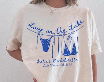 Custom Love On The Lake Camp Bachelorette Party Shirts Personalized Lake Bachelorette Tshirts Camp Bachelorette Last Trail Before The Veil