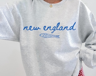 Preppy New England Sweatshirt Fisherman Aesthetic Preppy Clothes Teens Oversized Coastal Granddaughter Crewneck Beachy Summer Sweatshirt