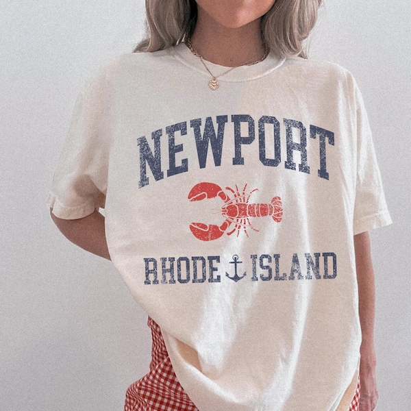 Retro Newport Rhode Island Shirt Fisherman Aesthetic Coastal Granddaughter Tshirt Beachy Summer Shirts Trendy Lobster Tee Comfort Colors