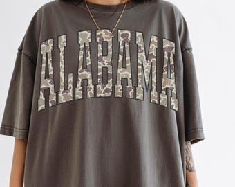Camo Alabama Shirt Preppy Alabama Football Tshirt Oversized Comfort Colors College Football Tee Trendy Alabama Game Day Shirt Vintage Bama